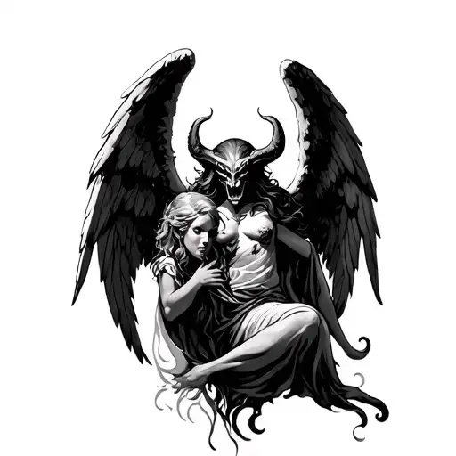 Angel Vs Demon tattoo design idea
