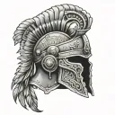 roman gladiator helmet surrounded, survived brain tumor surgery tattoo design idea