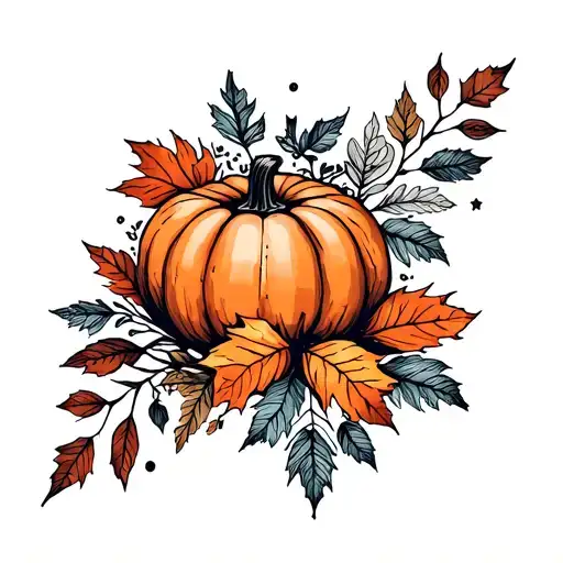 A cozy fall-themed tattoo featuring soft fall tones and elements from your Pinterest mood board tattoo design idea