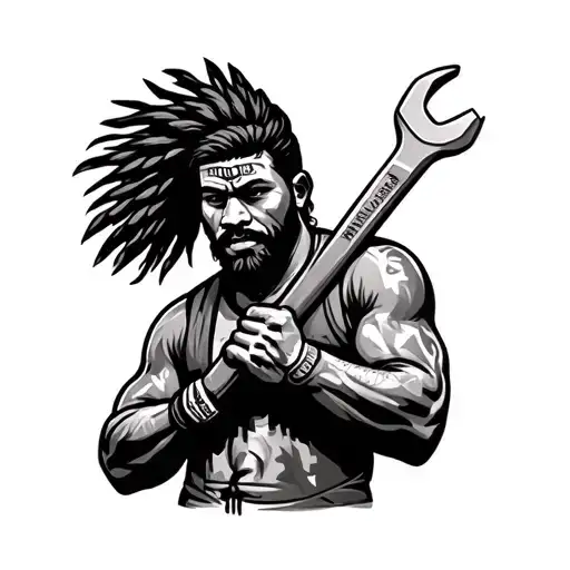 "Indigenous Plumbing LLC " "Indigenous Plumbing " "Indigenous Plumbing " dread indigenous men holding wrench tattoo design idea