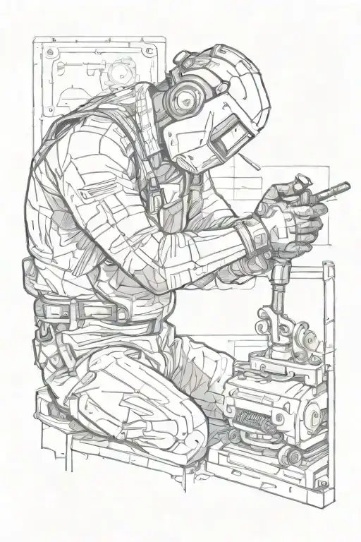 The welder welds the arm tattoo design idea