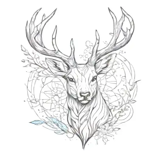 deer head tattoo design idea