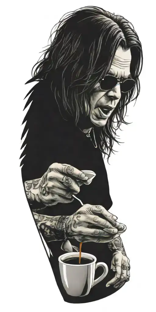 ozzy osbourne making coffee japanese style tattoo design idea