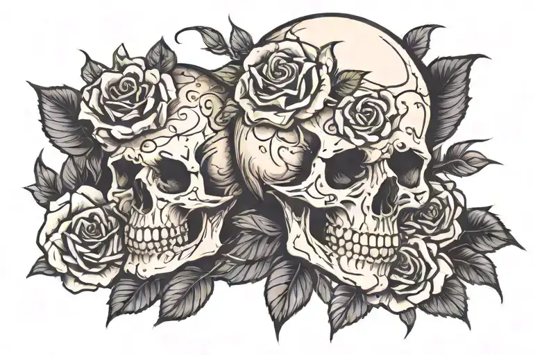 skull and rose tattoo tattoo design idea