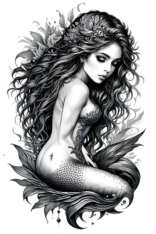 mermaid or warrior women. Include the sea and nature. Something empowering tattoo design idea