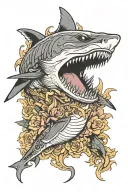 tiger shark non threatening tattoo design idea
