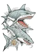 tiger shark non threatening tattoo design idea