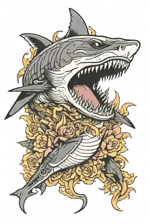 tiger shark non threatening tattoo design idea