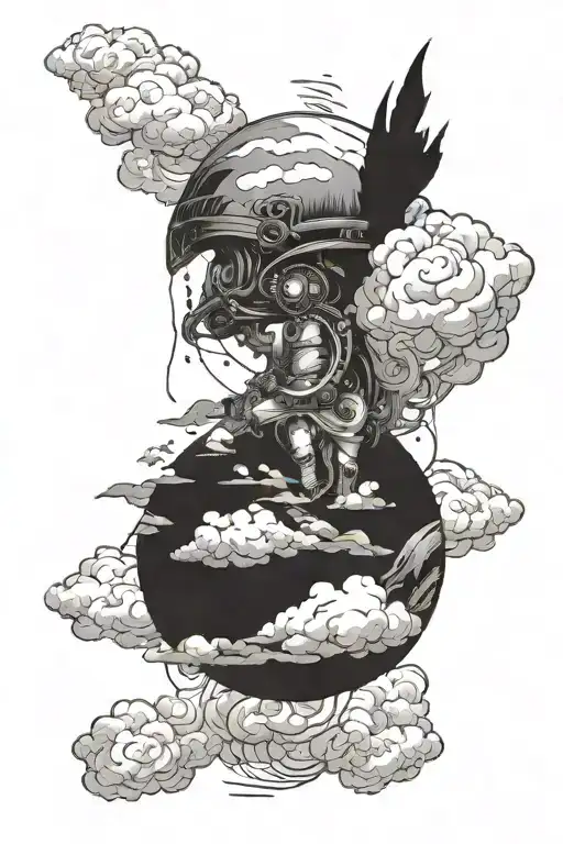 head in the clouds but my gravity's centered" tattoo design idea
