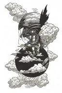 head in the clouds but my gravity's centered" tattoo design idea