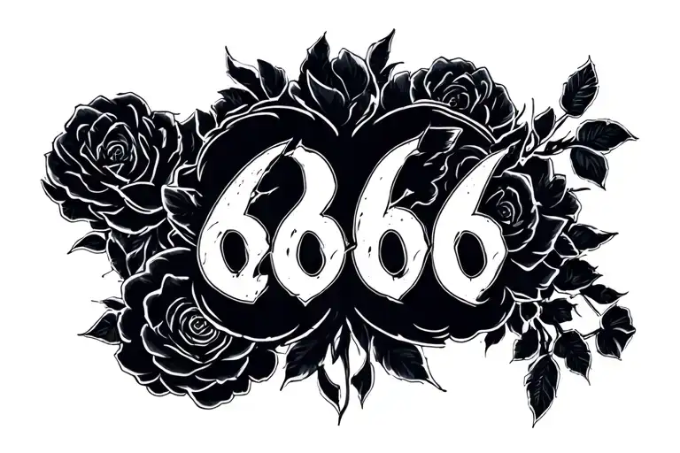 666 number on the background tattoo design idea