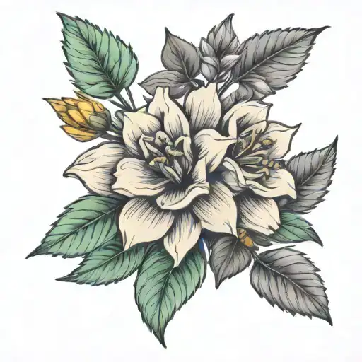 vanilla bean, lavender, lilac flower, mint, spearmint, peppermint, sage, marigold, daffodil tattoo design idea