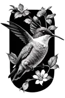Cataleya hummingbird feeding tattoo design idea