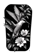 Cataleya hummingbird feeding tattoo design idea