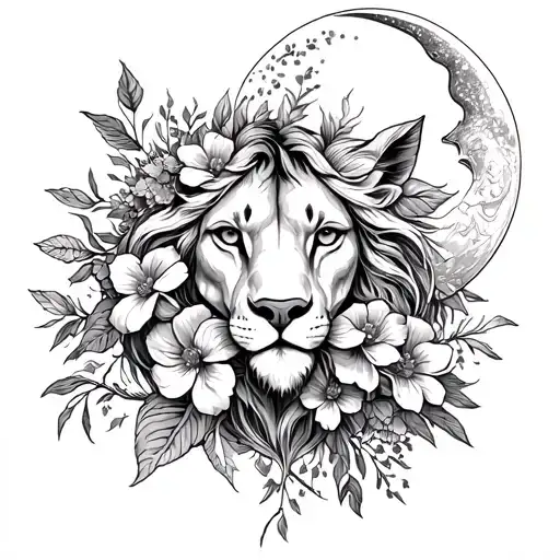 Leo Sun, Gemini moon flowers tattoo design idea