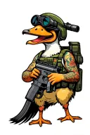 Silly goose, holding an M4, wearing duel tube NVGs and a helmet  tattoo design idea