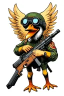 Silly goose, holding an M4, wearing duel tube NVGs and a helmet  tattoo design idea