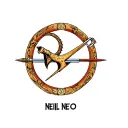 Sagittarius that shows the word NEIL tattoo design idea