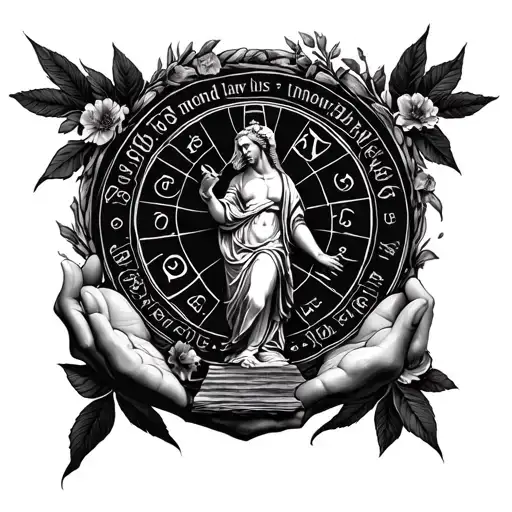 God Holding the Libra horoscope creating a path while showing the Bible verse Proverbs 3 5-6 tattoo design idea