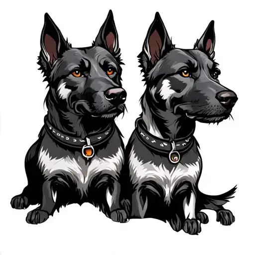 cerberus with Dylan Hollie Lillie on the collars tattoo design idea