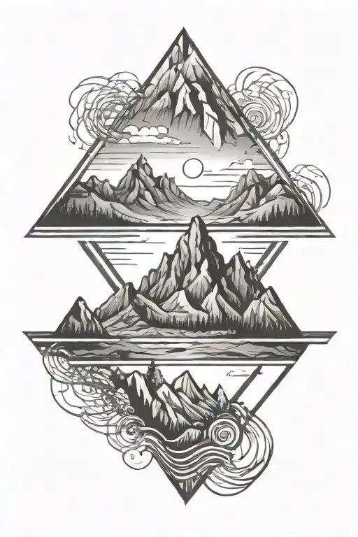 sine square saw random mountain tattoo design idea