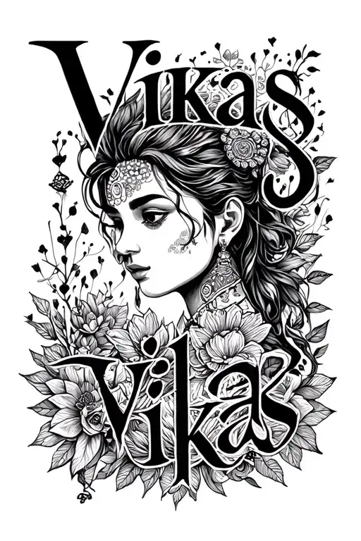 "Vikas" self growth mindset tattoo design idea