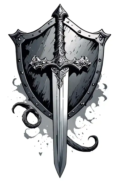 shield and a sword tattoo design idea