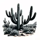 arizona landscape filled with cacti tattoo design idea