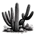 arizona landscape filled with cacti tattoo design idea