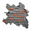 Brick wall with a Red W busting out the wall tattoo design idea