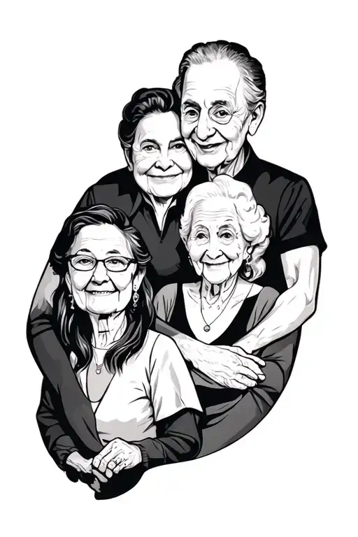 Pete, grandmother, Allison & Ollie tattoo design idea