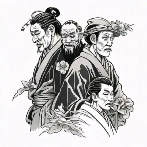 japanese, remembrance father & son tattoo design idea