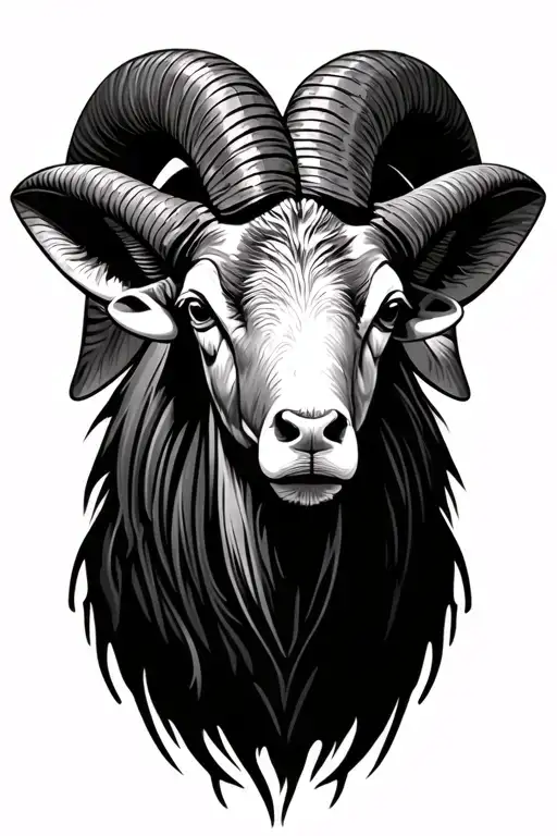 realistic big horn Ram head tattoo design idea