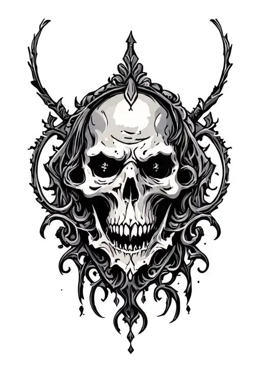 winter ominous dark tattoo design idea