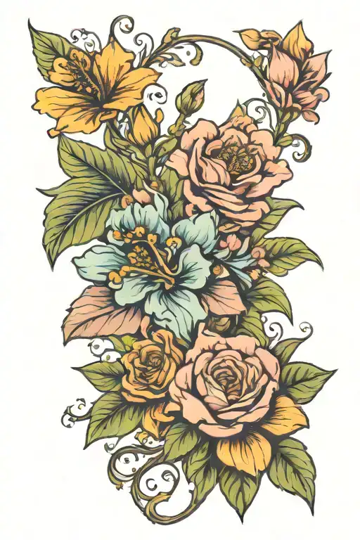 march October Birth Flower Bouquet" tattoo design idea
