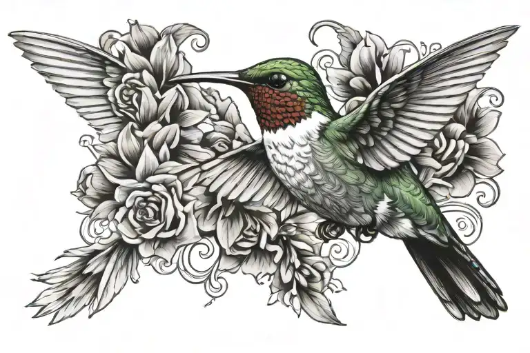 hummingbird with elvis presely theme tattoo design idea