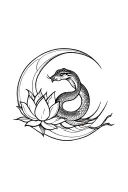 Snake, Moon and Lotus Flower tattoo design idea