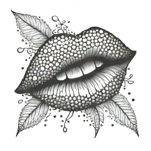 kiss of death lips surounded tattoo design idea