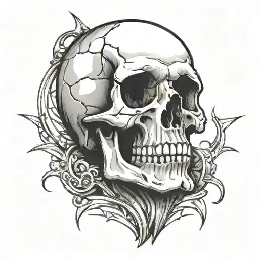 skull simple cartoon outlined tattoo design idea