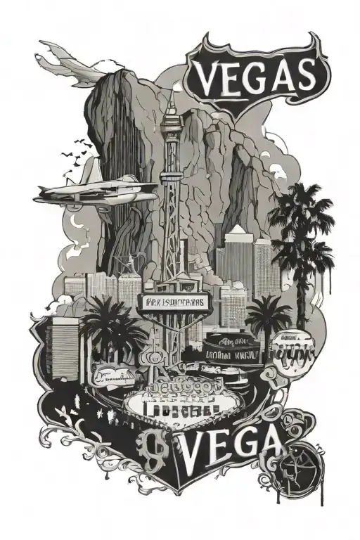 Las Vegas, Yosemite, Los Angeles tattoo design idea