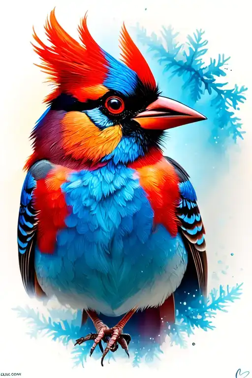 cardinal, blue jay, redwing black bird tattoo design idea