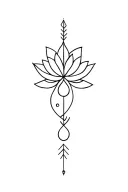 lotus, water drop, arrow, and circles tattoo design idea