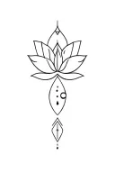 lotus, water drop, arrow, and circles tattoo design idea