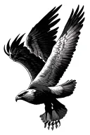 hawk flying wings spread with clouds tattoo design idea