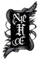 vertical name written tattoo design idea