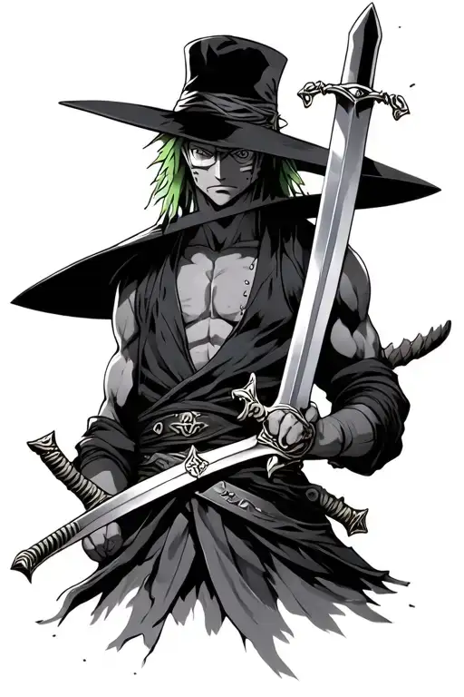 3 swords zoro one piece tattoo design idea