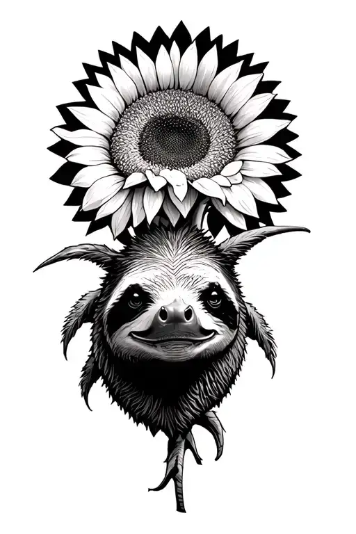 sunflower sloth triceratops tattoo design idea