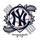 yankee logo, inspired dominican republic , bible verse 8:18 , baseball vibe for a whole sleeve tattoo tattoo design idea