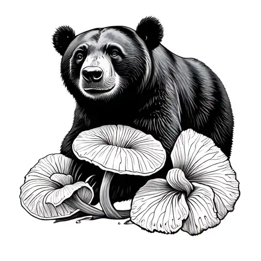 Borneo sun bear and rafflesia arnoldii fine line tattoo tattoo design idea
