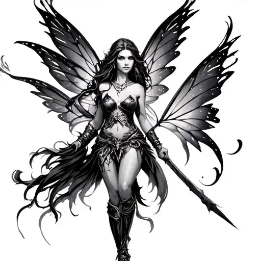 Warrior Fairy tattoo design idea